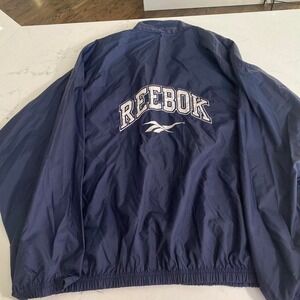 Reebok‎ Navy Windbreaker Jacket – Men's XL Zip‑Up  Classic Track Jacket Vintage